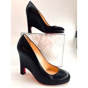 Christian Louboutin Morphing 100 Nappa Black Leather Heels Pumps Red Soles IT 35